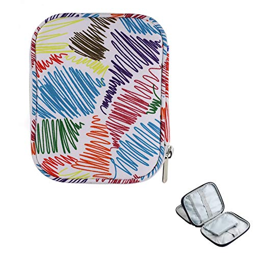 Katech Empty Crochet Hook Case Portable Travel Crochet Storage Bag Organizer Zipper Bags with Web Pocket and Crochet Holder Slots for Carrying Various Crochets Knitting Accessories (Line Pattern)