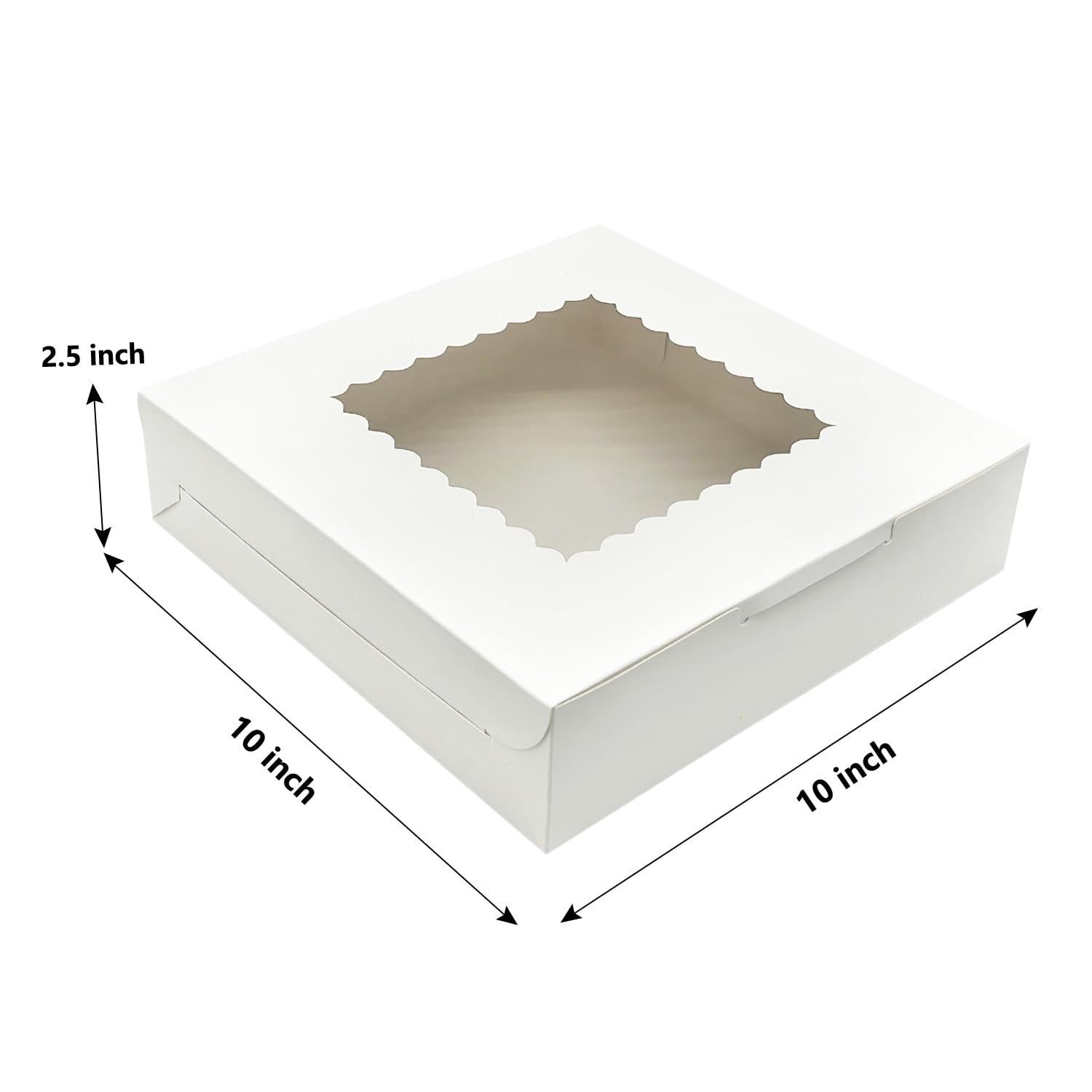 SmilerSmile 24 scatole per torte, 25,4 x 25,4 x 6,3 cm, scatole bianche per pasticceria con finestra, per torte, biscotti, muffin, cioccolatini, feste, matrimoni, San Valentino