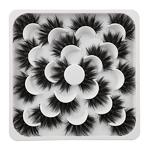 Ruairie False Eyelashes Fluffy 20MM Lashes Wispy Long Dramatic Volume 5D Faux Mink Lashes Thick Full Fake Eyelashes 10 Pairs