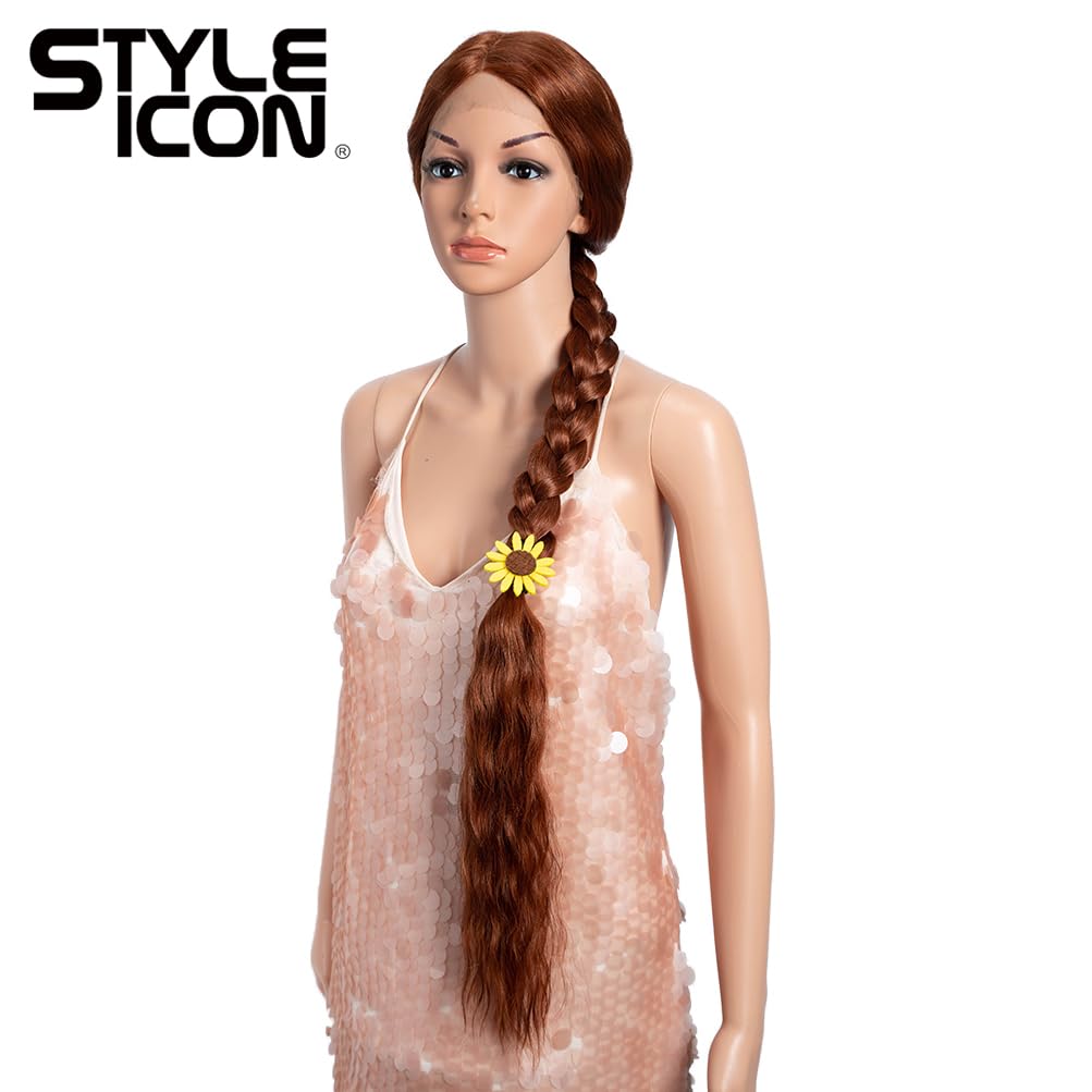 Style Icon 102 cm, super długa, kręcona, koronkowa peruka dla kobiet, T-Part z dzieckiem, syntetyczne włókna odporne na wysokie temperatury, w stylu boho, falowane (130T)