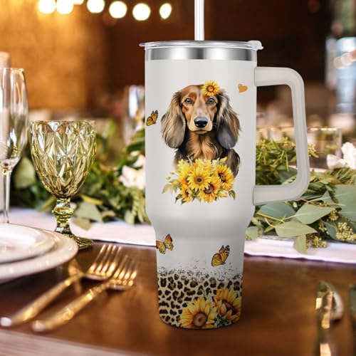 Image of Dachshund Tumbler for Womens,Vacuum Insulated Travel Cup 40oz