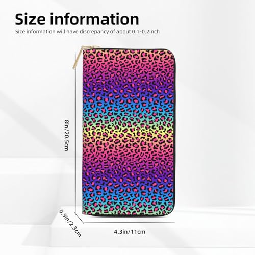 Wallet Women - Leopard Neon Rainbow Print Leather Wallet Large Capacity Bifold Long Ladies Wallets With Zipper2