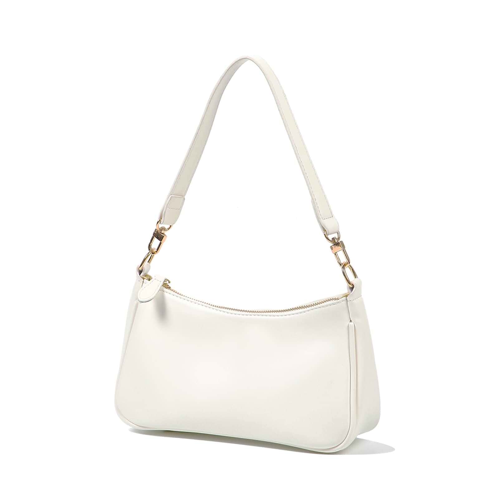 VODIU Shoulder Bag for Women, Clutch Tote Handbags Small Purse Hobo Bag Cute White Purse with 2 Removable Straps and Zipper Closure; Use as an Underarm, Crossbody, Clutch, or Tote Bag