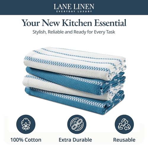 Image of LANE LINEN Kitchen Towels Set - Pack of 4 Cotton Dish Towels for Drying
