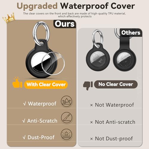 Compatiable with Apple AirTags Holder, Waterproof for AirTags Holder Keychain, Anti-Scratch & Shock Air TagHolder Case,Men's Women's Keyrings & Keychains, Cover for Dog,Car Key,Luggage -Black4