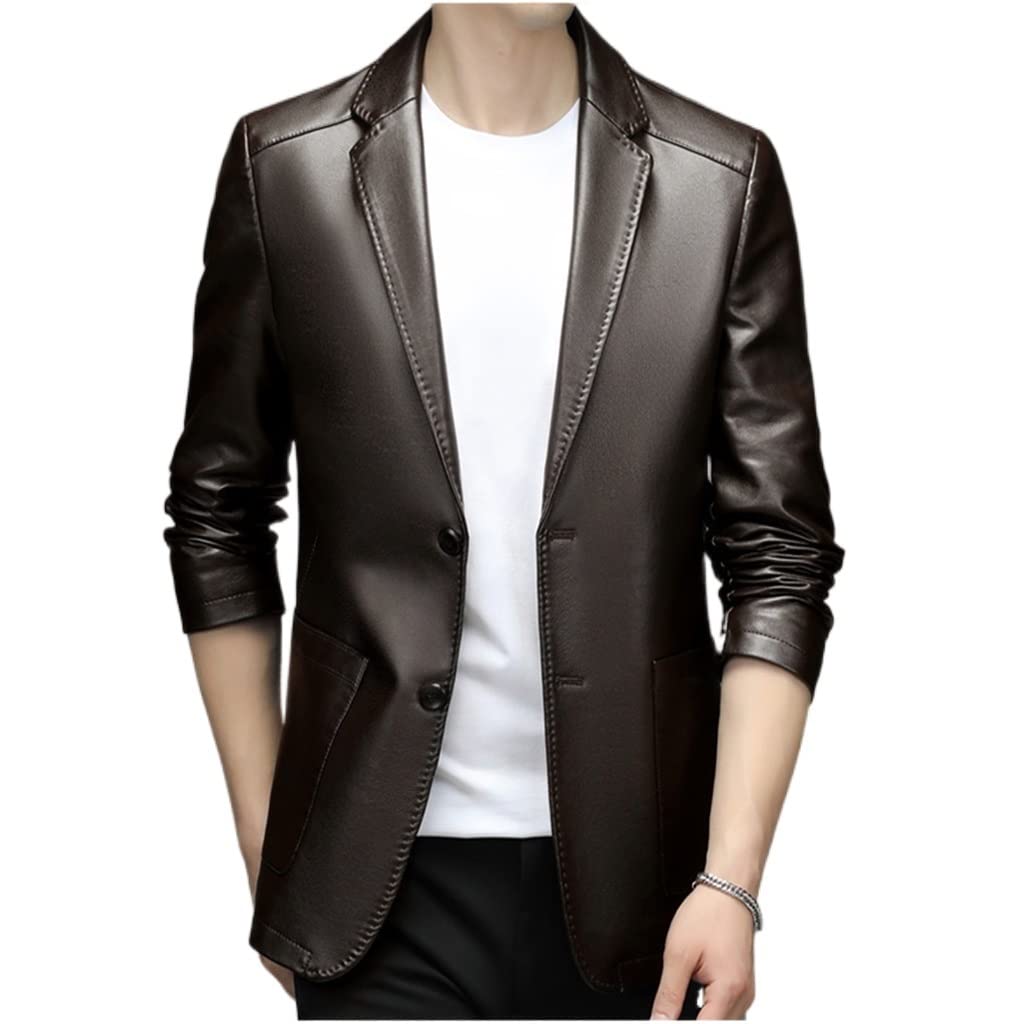 Amazon.com: YMGSCC Men's Leather Jacket Middle-Aged Business