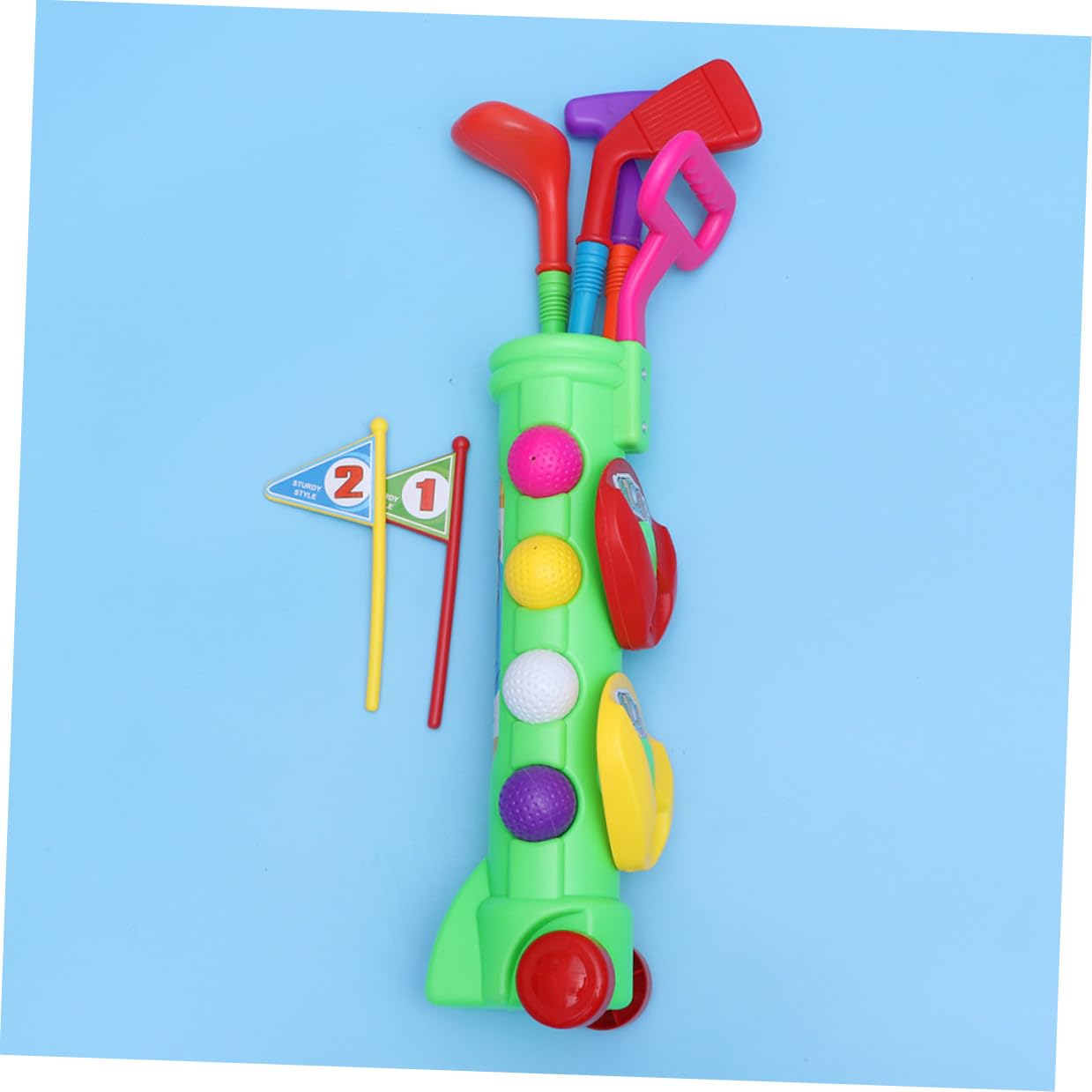 Artibetter Ensemble de Golf pour Garçon et Filles Vert, 2 Sets en Plastique Légers et Portables, Jouets Sportifs Éducatifs D'intérieur et D'extérieur, pour Jeux en Famille et Développement