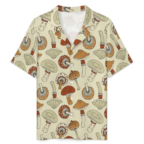 DZUAIKIT Fantasy Magic Psychedelic Mushrooms Mens Short Sleeve Pajama Set Satin Silk Sleepwear 2 Piece Pjs Loungewear3