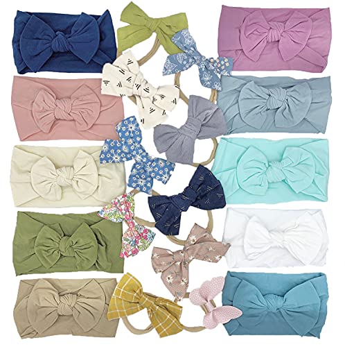 Image of Diaper Squad Baby Girl Bow Headbands Newborn Infant Toddler 20-pack Hairbands and Bows Child Hair Accessories