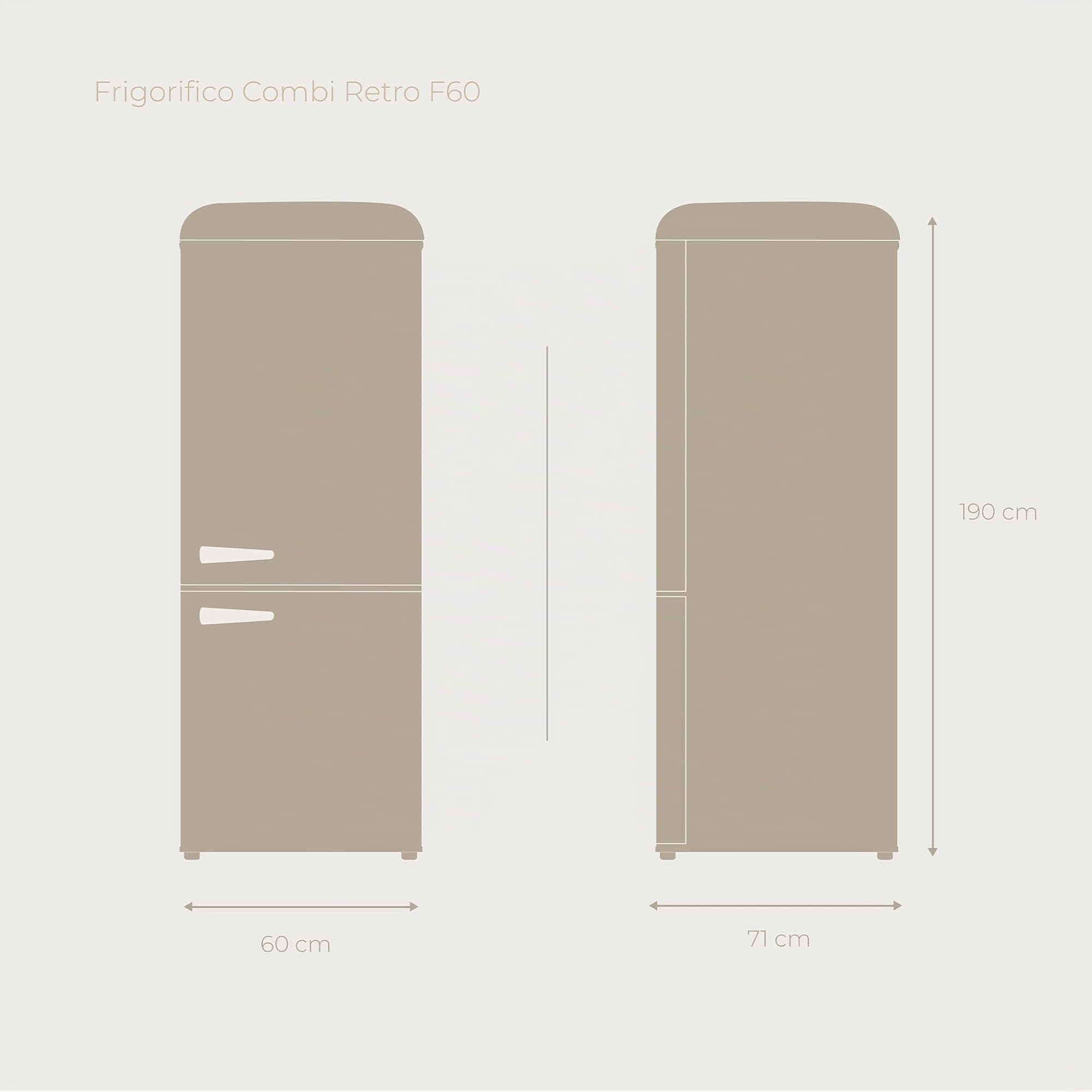 EVVO Frigorífico combi, Diseño Retro, No Frost, Capacidad Frigorífico 230L y Congelador 94L, Libre de Gas CFC, Refrigeración Turbo Fan, Crisper Zone, Control manual (F60 Retro Color Gris)