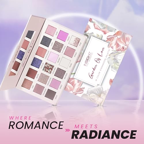 Image of INSIGHT Garden of Love Eyeshadow Palette | 18 Pigmented Shades with Metallic, Shimmer & Multi-Finish Colors | Long-Lasting, Blendable Eye Makeup for Day or Night | 40g