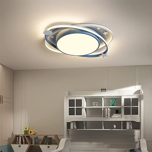 BAYCHEER Nordic - Luz de montaje empotrado de metal acrílico, luz de techo LED creativa en azul con control remoto para dormitorio de niños,