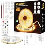 White COB Led Strip Lights with RF Remote, 10m Dimmable Ultra Bright 3000K Warm White LED Strip, Adhesive Indoor LED Lights for Bedroom, Kitchen, Under Cabinet DIY Lighting, 1 Roll of 10m