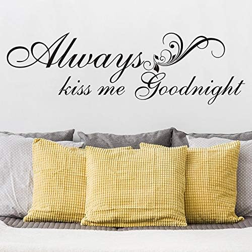 FlyWallD Always Kiss Me Goodnight Wall Decal Sign Warmly for Bedroom Quote Art Vinyl Stickers Living Room House Decor