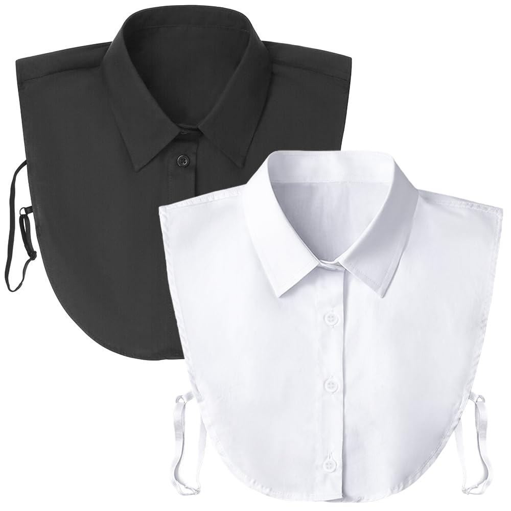 Kayhan Fake Collar Detachable Dickey Collar Blouse Half Shirts False Collar Peter Pan Faux False Collar for Women Favors (White & Black)