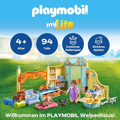 PLAYMOBIL | Welpenhaus | Welpenspielzeug Kind | Tierfiguren Set | Spielzeug für Kinder ab 4 Jahren | 71743