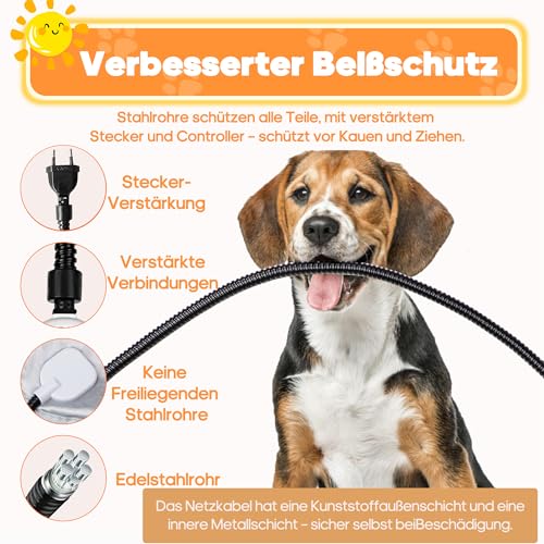 Angelpet Haustier Heizkissen L 45×70 cm – Elektrische Heizdecke für Hunde & Katzen, 9 Temperaturstufen (35–55 ℃) & 14 Timer (0–12H / 24H), Heizmatte mit bissfestem 1,8 m Kabel, 2 waschbare Bezüge