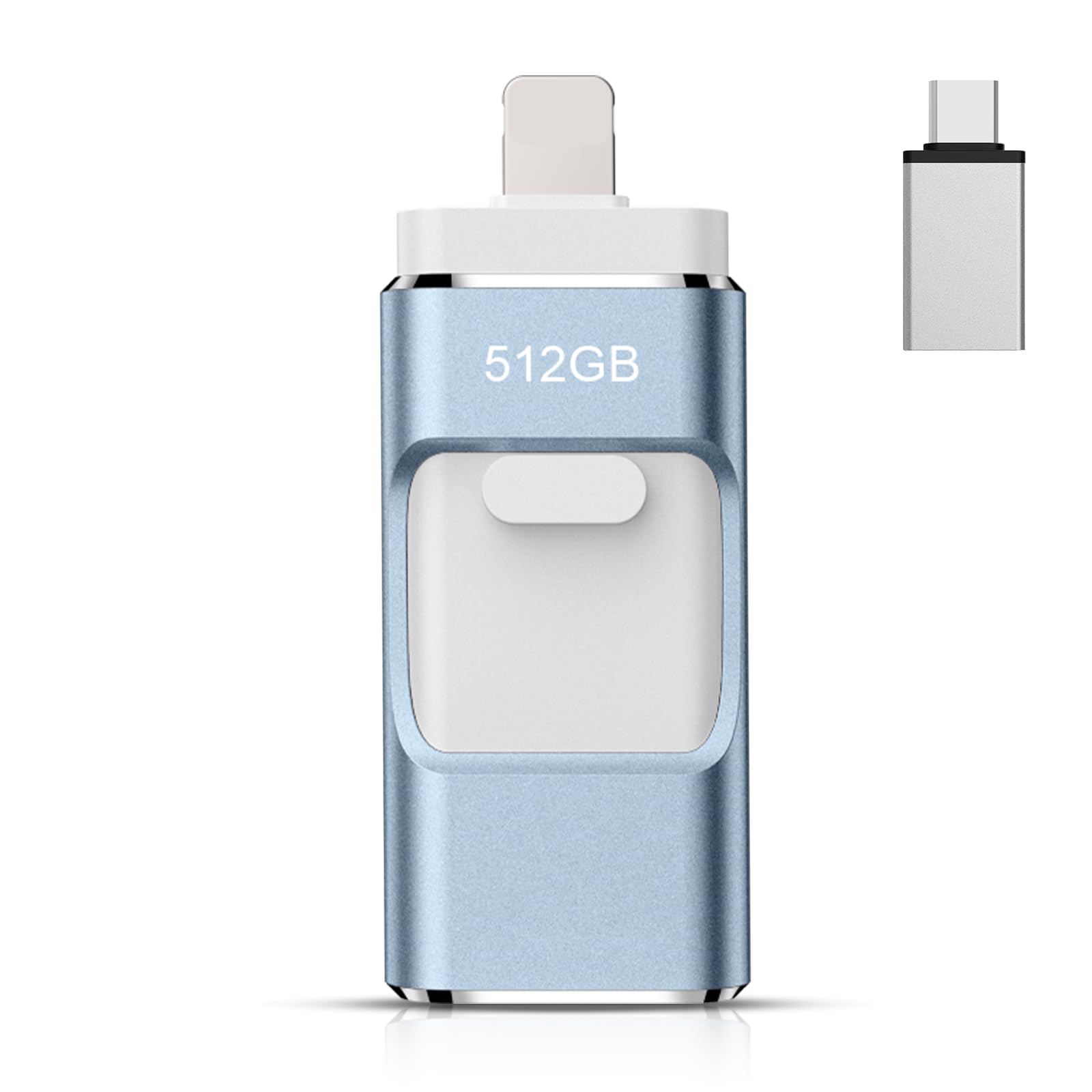 512GB Flash Drive, C USB Flash Drive Thumb Drive Photo Stick, USB Memory Stick for Photos Videos, Smart for iPhone, High Speed Jump Drive Compatible for iPhone/IPad/Android/PC（Blue）