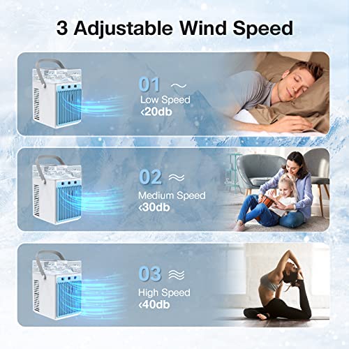 Portable Air Conditioner Fan, Rechargeable 4-In-1 Cooler Humidifier,3-Speed Evaporative Air Cooler,Cordless Ac Desktop Spray Fan, Desktop Cooling Fan #TOP3