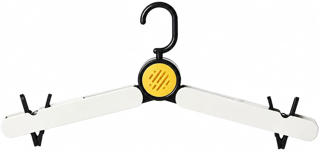 Ceruaxb Foldable Travel Hanger with Clips, Portable Design, White, 1 Pack