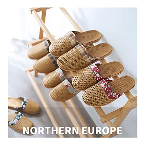Rattan Grass Woven Slippers, House Slippers For Men Women Indoor Mens Womens Summer Home Office Linen Sandals Shoes Floor Shoes Breathable Slippers Open Toe Sandals ( Color : Brown , Size : 40/41 Eu ) #TOP2