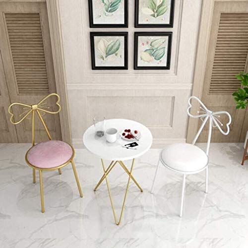 Silla de maquillaje rosa Home Essentials con respaldo de hierro para salon 2