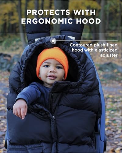 Image of 7AM Enfant Stroller & Carseat Footmuff - Adjustable Winter Car Seat & Stroller Zipper Blanket for Boy & Girl, Multi Purpose Fleece Lined Warm Hooded Sleeping Bag for Baby (Navy)