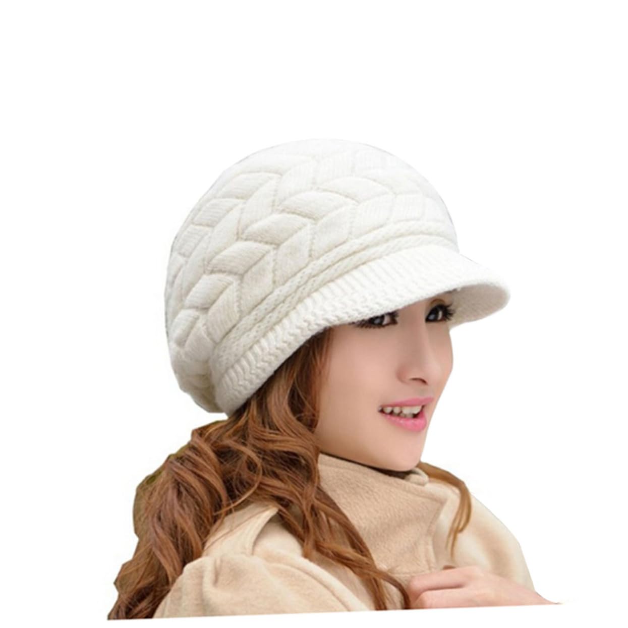 SHERCHPRY 2pcs Oreja Sombrero de punto cálido Sombrero de las mujeres Gorra de lana caliente Gorra de las mujeres Boinas Gorro Térmico Gorro de Nieve