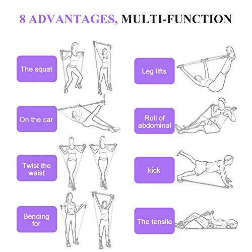 Pilates Rods, Andoer Equipamento de ioga Fitness Sports Pilates Hastes de uso doméstico Corda de ema