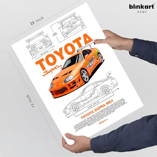 Image of BLINKART Toyota Supra MK4 (Fast & Furious)Car Posters Sticker Gift Items for Boys Room Wall Decor || Comes with Double-Sided Tape|| Decoration Bedroom Living Room Office Studio Decor | 12x18 In (A3) - CAR-299