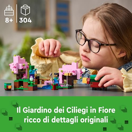 Minecraft Il Giardino del Ciliegio in Fiore - Giocattolo da Costruire con Alberi, Figura di Sunny, Api e Mob tra cui uno Zombie - Regalo per Gamer, Bambini e Bambine da 8 Anni in su - 21260 - Lego - Immagine 1