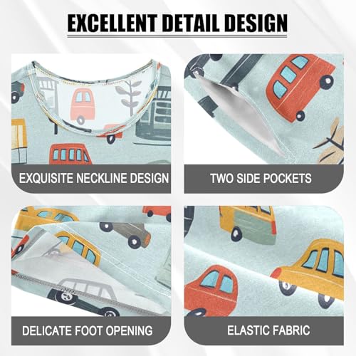 senya Short Sleeve Pajamas Sets Summer Cotton Sleepwear City Yellow Red Car4