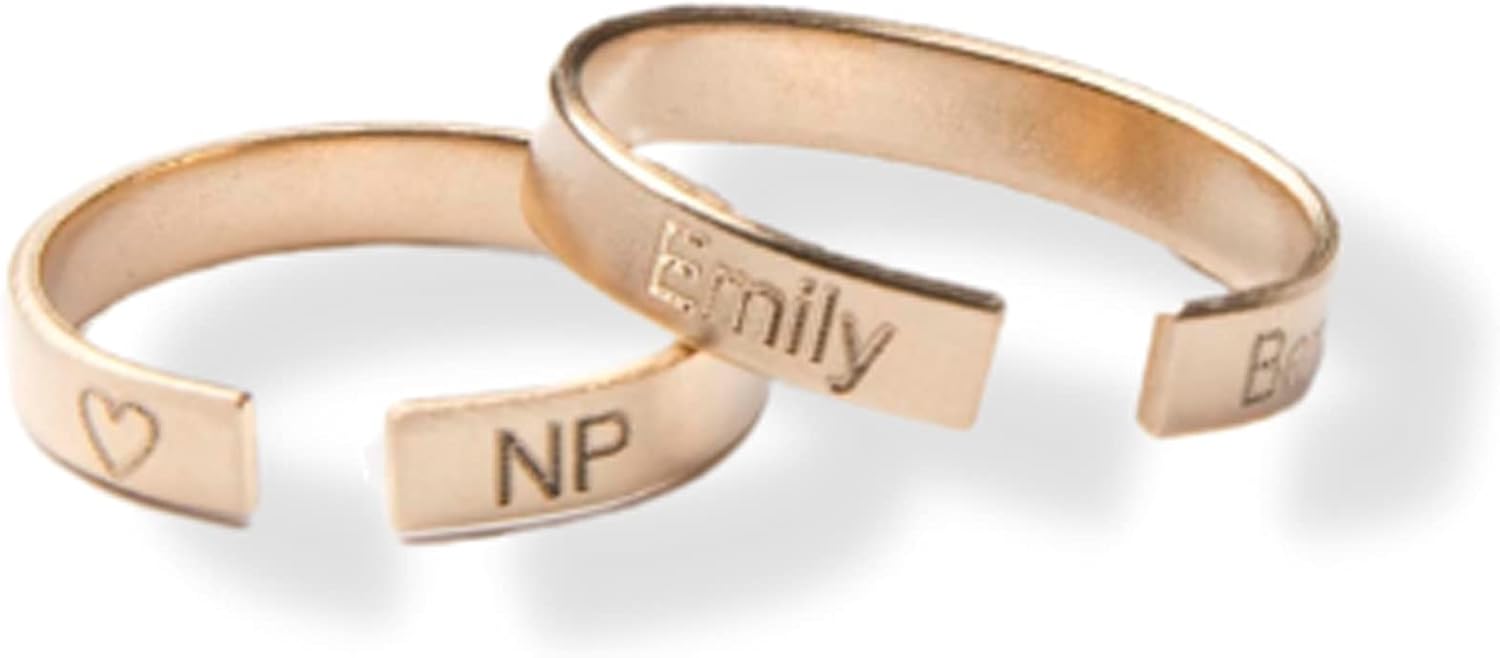 Personalized Stacking Rings, Adjustable Custom Rings, Midi Rings, Initials, Heart, Symbols, Gold Filled, Rose Gold Filled, Sterling Silver (CG295R).