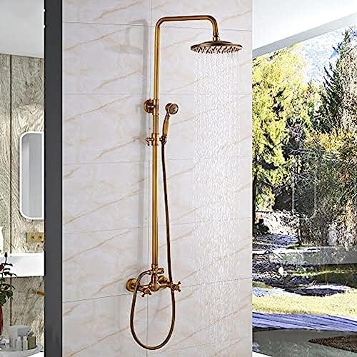 Mitigeur de douche laiton antique mural avec ensemble complet de jets