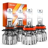 SEALIGHT 9005 H11 Bulbs Combo, 9005/HB3 H11/H9/H8 LED Bulbs 800% 140000LM Super Bright 6500K Cool White Fog Lights Bulbs and Off-Road Lights, 3 Mins Plug-N-Play, Pack of 4