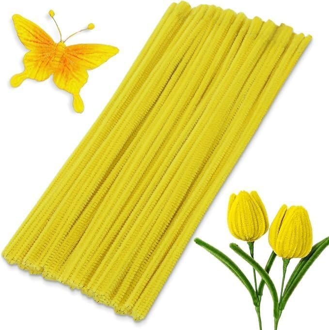 KTrading 100 Pcs Pipe Cleaner | Chenille Stems for Hobby Crafts, Scrapbooking, DIY Accessory Decorations Creative School Projects (Lemon)