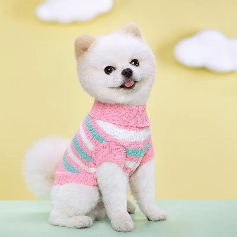 Warmer Winterpullover Für Kleine Hunde – Gestrickt, Mit Hochkragen, Für Chihuahuas & Co., Größe M (30 Cm Rücken, 41 Cm Brust)