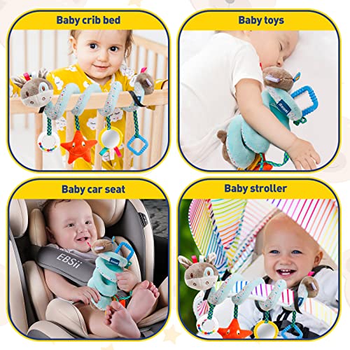 Image of GKDOMS Baby Car Seat Toys Activity Stroller Toy for Boys Girls 0 3 6 9 10 12 Months, Spiral Hanging Plush Toys, Baby Shower Thank You Gifts