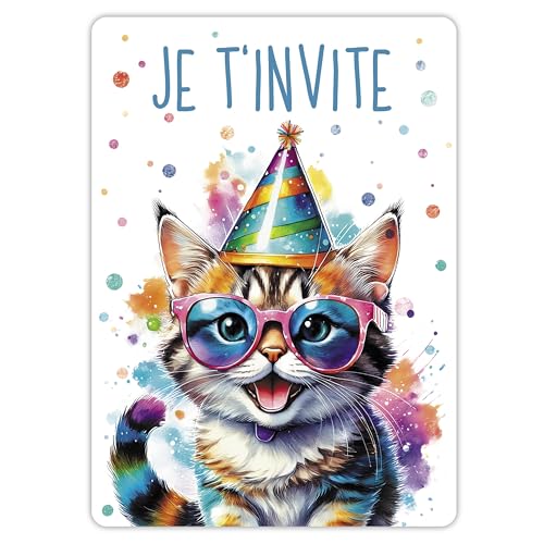 12 cartes d'invitation amusantes pour un anniversaire d'enfant avec vernis scintillant (sans pochettes) - invitation colorée pour une fête d'anniversaire -...