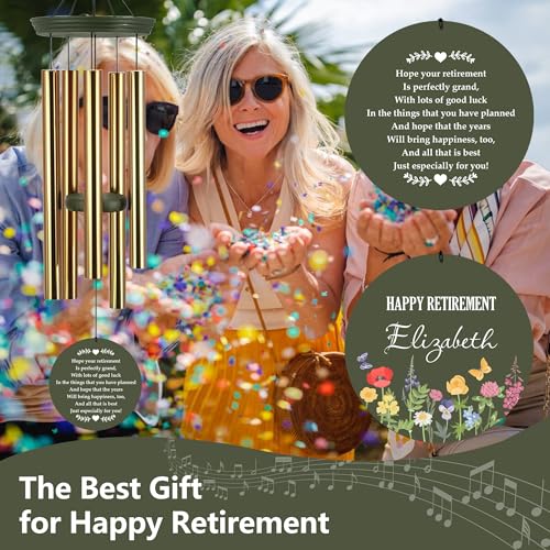 Image of ASTARIN Retirement Wind Chimes 2025, Personalized Wind Chime, New Life Chapter Retirement Gifts for Woman /Man /Teacher /Nurse, Deep Tone Wind Chimes Congratulations for Retire