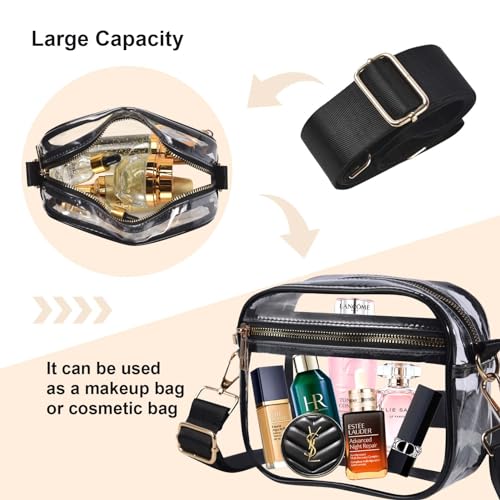 Image of Fibrdoo Clear Bag Stadium Approved, Leather Clear Crossbody Purse Bag for Concerts Sports Events Festivals