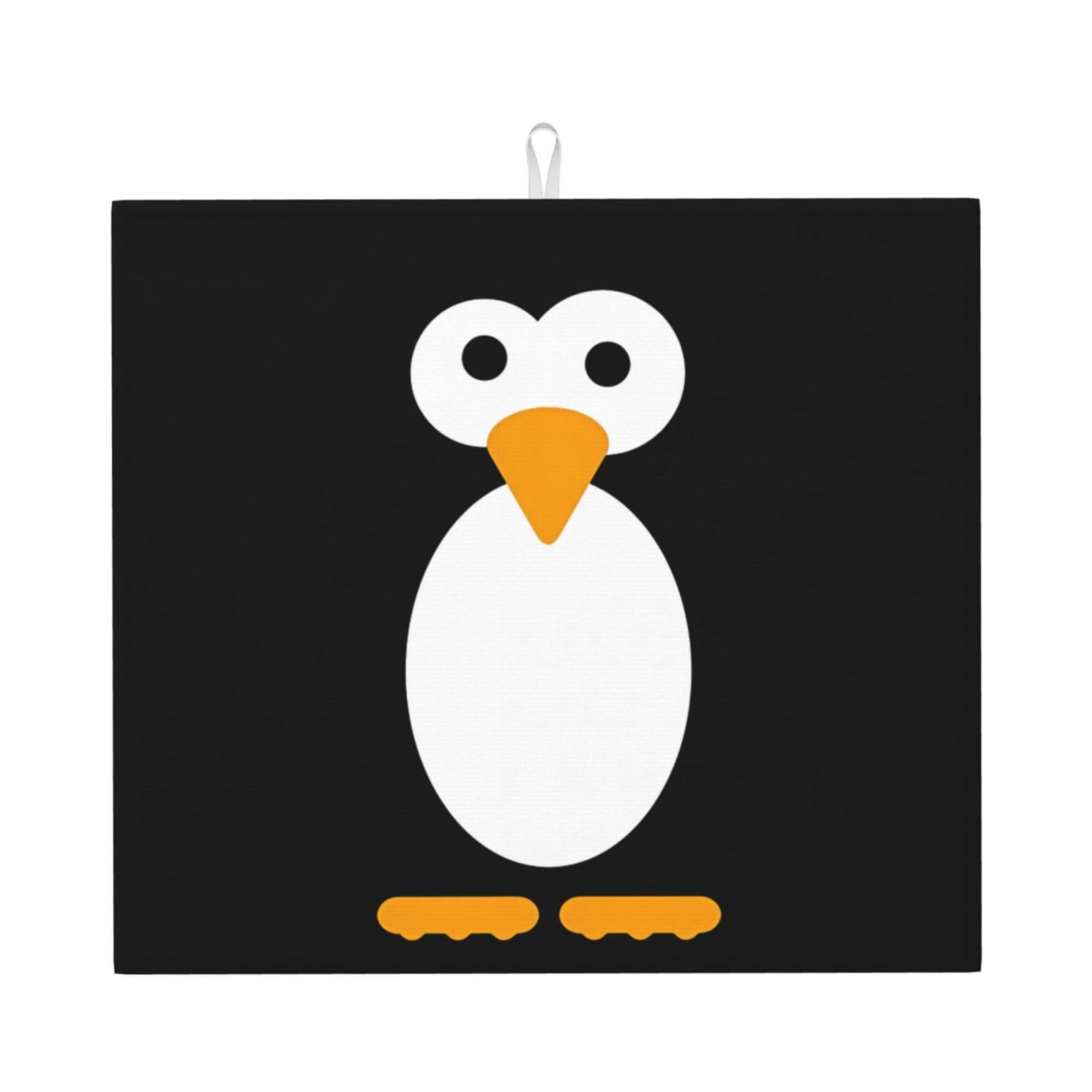 Yyhwhjde Black Cute Penguin Prints Kitchen Drying Mat – Absorbent Dish Throw For Countertop, Non-Slip Layer With Vibrant Prints, Ideal For Housewarming