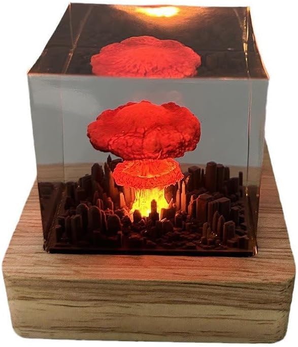 Mushroom Cloud Nuclear Explosion Lamp - Realistic Atomic Nuclear Explosion Night Light - Relaxing Light for Adults Pressure Lamp - Novelty Birthday Gift for Kids Women Girls Boys Home Office Decor