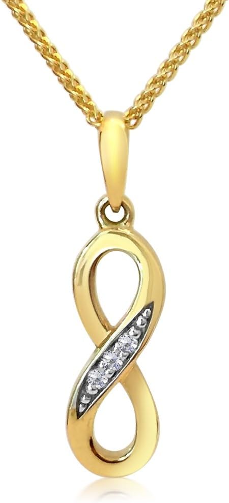 Paul Wright 9ct Gold Infinity Pendant Necklace set with Real Diamond Accents, 41cm plus 5cm Extender