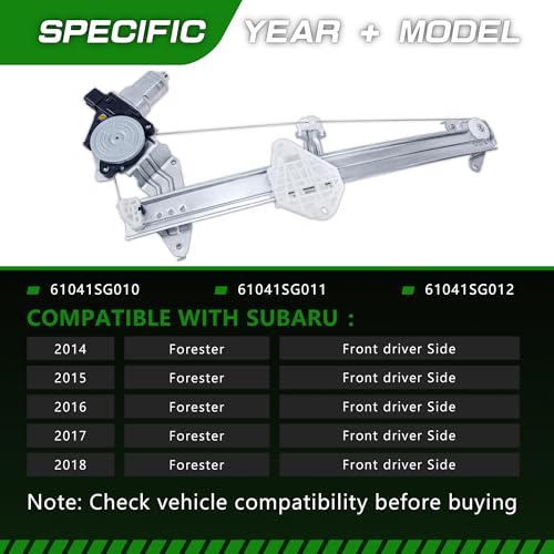 Image of Power Window Regulator with Motor Compatible with Subaru Forester 2014-2018,Front Driver Side,Replace # 61041SG010 61041SG011 61041SG012