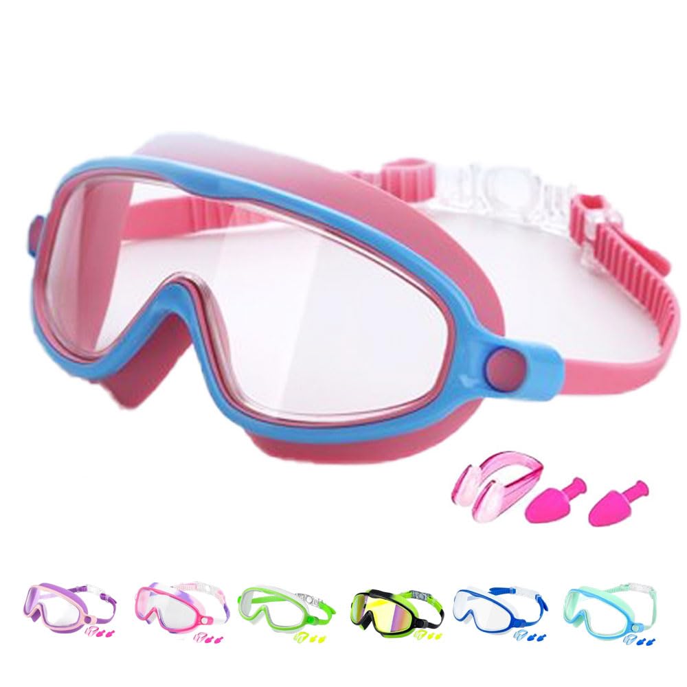 Fodeuxp 2025 New HD Children's Large Frame Waterproof and Anti-fog Swimming Goggles, Wide View Swim Goggles for Kids 3-15