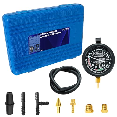 ATPEAM Vacuomètre Dépressiomètre Moto et Voiture, Testeur de Vide 0-10 PSI pour Pompe à Carburant et Moteur, Manomètre à Dépression