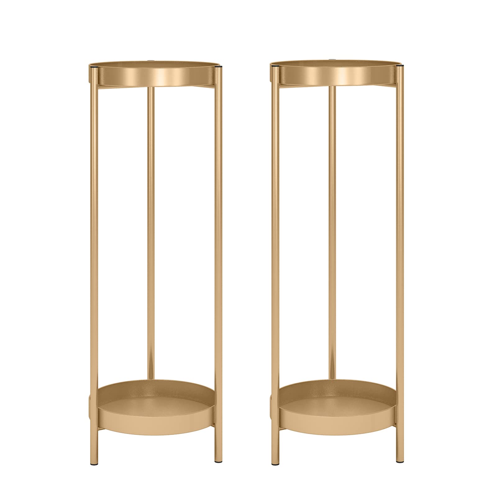 30" Plant Stand, 2 Tier Metal Flower Plants Holder with 2 Removable Display