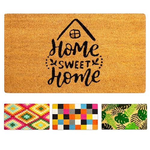 LUA VIKA Zerbino ingresso esterno cocco - Sweet home - 40x70 cm - tappeto ingresso esterno casa - zerbino cocco - zerbini moderni e originali