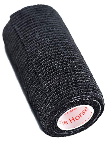 Image of 4 Inch Vet Wrap Tape Bulk (Black) (Pack of 12) Self Adhesive Adherent Adhering Flex Bandage Grip Roll for Dog Cat Pet Horse